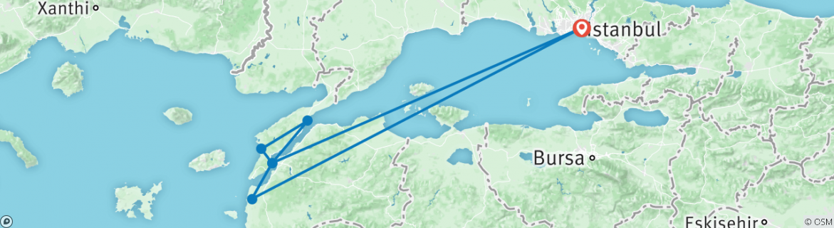 Karte mit der Reiseroute