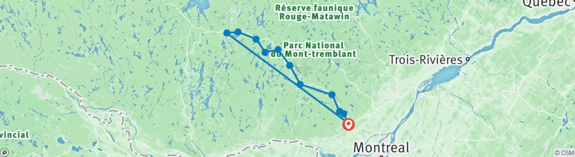 Karte mit der Reiseroute