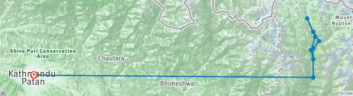 Karte mit der Reiseroute