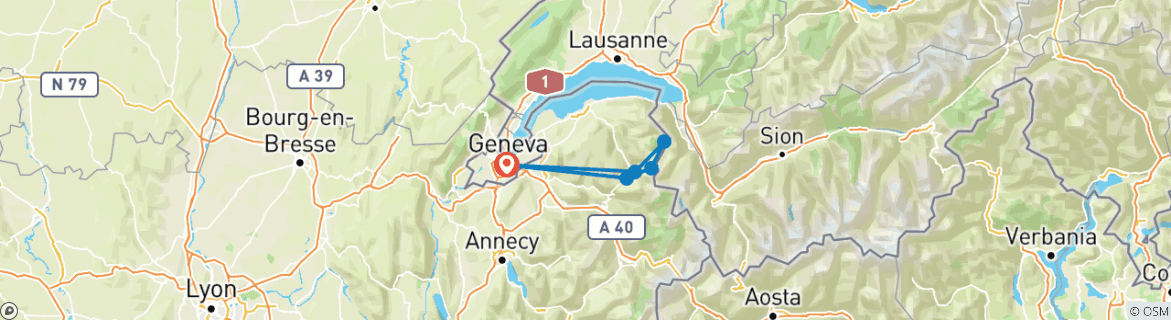 Karte mit der Reiseroute