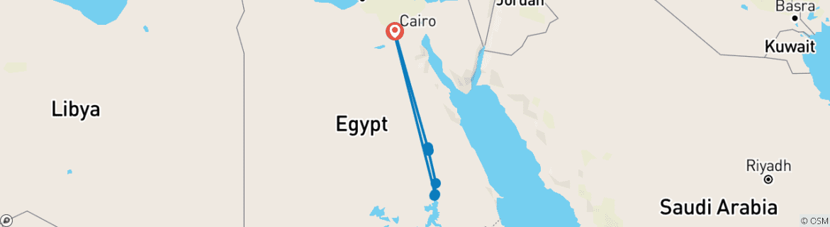 Karte mit der Reiseroute