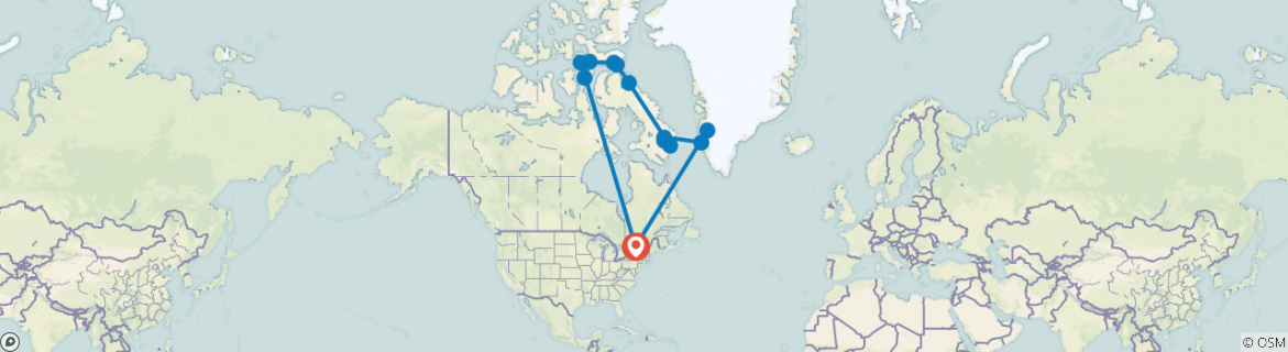 Image d'une carte montrant l'itinéraire du circuit