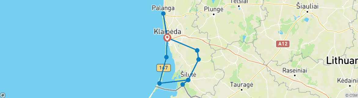 Image d'une carte montrant l'itinéraire du circuit