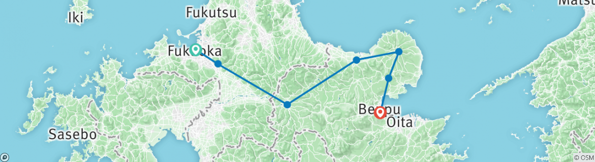 Karte mit der Reiseroute