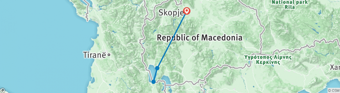 Karte mit der Reiseroute