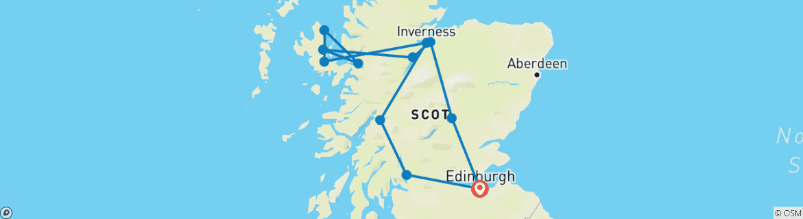 Carte du circuit Aventure à Skye et Inverness