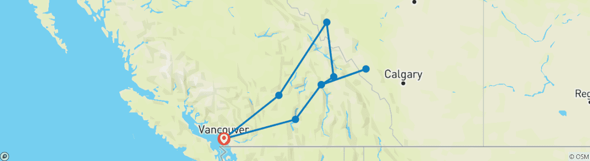 Image d'une carte montrant l'itinéraire du circuit