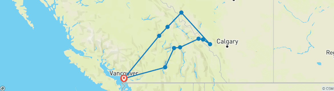 Image d'une carte montrant l'itinéraire du circuit