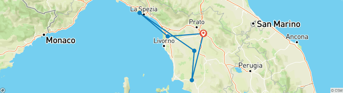 Karte mit der Reiseroute