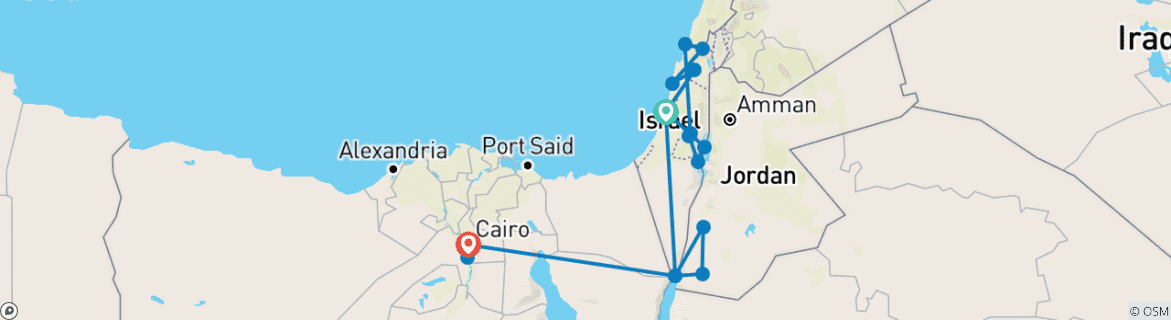 Mapa de Israel, Jordania y Egipto - 10 días