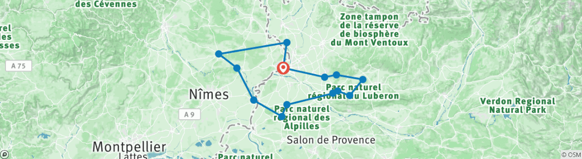 Karte mit der Reiseroute