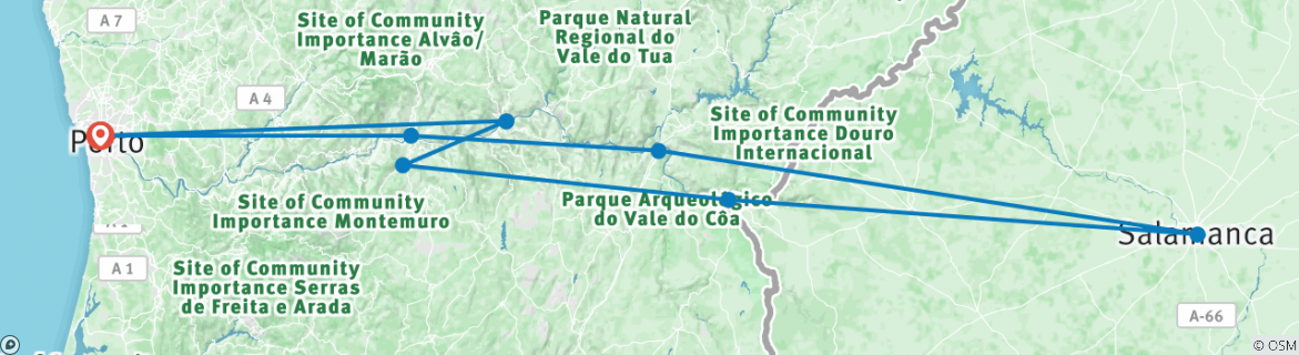 Karte mit der Reiseroute