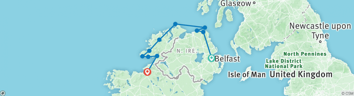 Karte mit der Reiseroute
