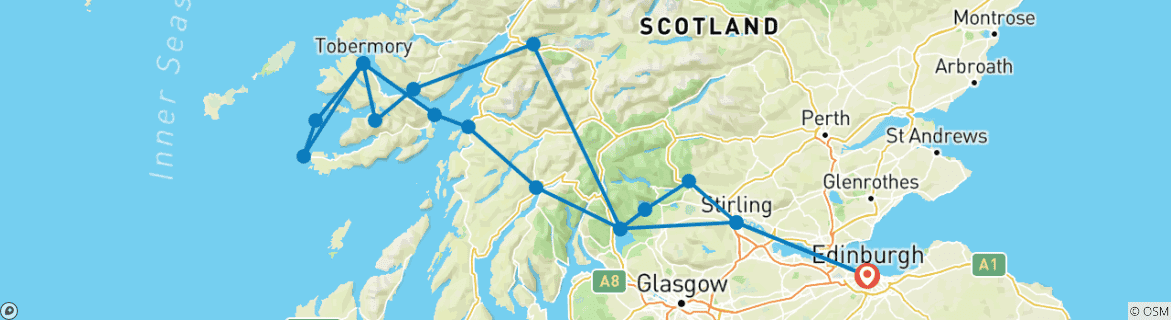Image d'une carte montrant l'itinéraire du circuit
