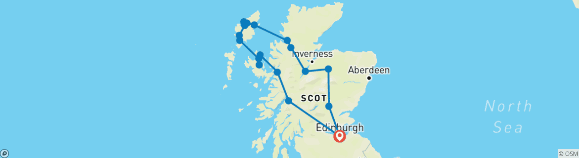 Carte du circuit Circuit de 6 jours en petit groupe pour les Hébrides extérieures et Skye au départ d'Édimbourg