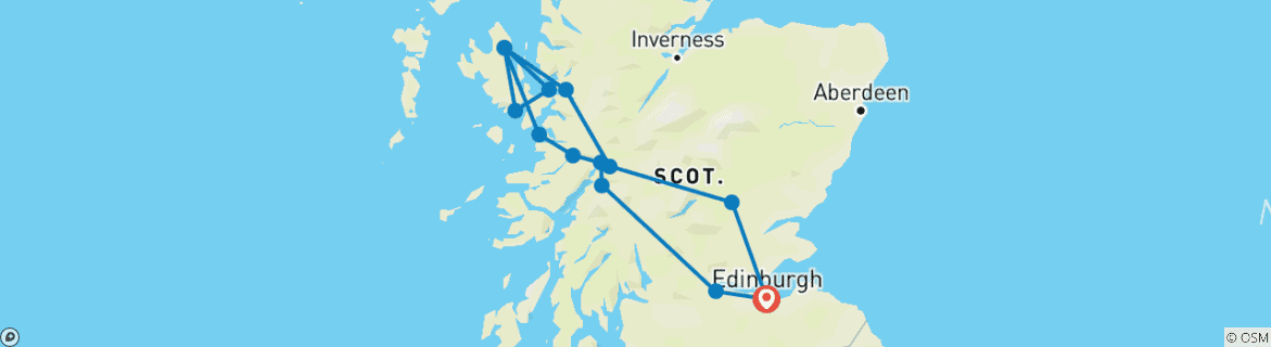 Image d'une carte montrant l'itinéraire du circuit