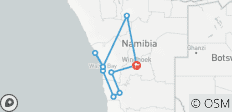 Circuit de 7 jours avec hébergement à Sossusvlei, la côte et Etosha - 10 destinations