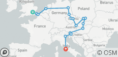  Circuit Londres- Rome - été, départ de Londres, 16 jours - 17 destinations 