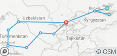  Central Asia Tour 16 Days, Start in Almaty - 12 destinations 