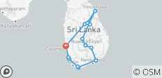 Circuit de vacances de deux semaines au Sri Lanka avec chauffeur privé, véhicule et hébergement H/B - 14 destinations