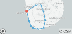 Sri Lanka - Reiseroute (15 Tage) - 11 Destinationen