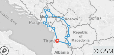  Cycling in the Balkans ( 4 Countries Albania-North Macedonia-Kosovo-Montenegro) - 15 destinations 