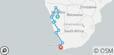 Safari terrestre de la Namibie au Cap et participation au camping - 12 destinations