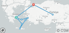 10 Day Athens, cruise to the Greek Islands and the Turkish Riviera from Athens, Istanbul and Cappadocia. - 12 destinations