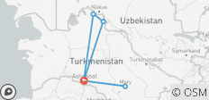 Gepersonaliseerde 5-daagse Turkmenistan Hoogtepunten Tour, dagelijkse start - 6 bestemmingen