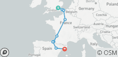 Quest van Londen naar Barcelona (Plus, Start Londen, Klassiek) - 9 bestemmingen