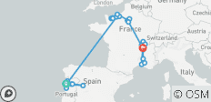 Rencontre France-Portugal 2027 – 31 jours (de Porto à Lyon) - 73 destinations