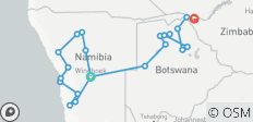 Odisea Trans-Kalahari: 21 Días: Namibia - Botsuana - Zimbabue - Descubrimiento del Desierto y el Delta - 23 destinos