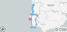 Volledige ROT-route door Portugal (25 bestemmingen) - 25 bestemmingen