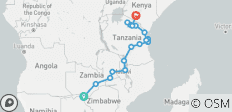 Vic Falls to Kenya (19 destinations) - 19 destinations