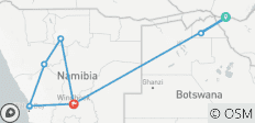 15-tägige Abenteuerreise \"Das Beste aus Sambia, Botswana (Chobe), Simbabwe (Sambesi) & Namibia-Etosha Wildlife und Wüste - 8 Destinationen