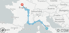 From Italy to France (15 destinations) - 15 destinations