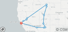 7-Jours San Francisco + Lake Tahoe + Parc National Yellowstone + Parc National Grand Teton +Lower Antelope Canyon +Parc National Grand Canyon +Las Vegas Highlights (Bilingue:Chinois+Anglais) - 12 destinations