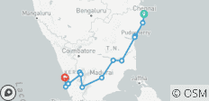 Spirituele routes door Tamil Nadu & ontsnappen naar Kerala - 17 bestemmingen