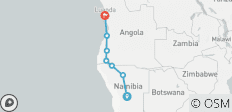 Circuit pionnier de 19 jours en Angola et en Namibie (vers le nord) - 7 destinations
