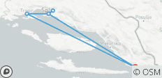 Au départ de Drvenik : Circuit de 3 jours en Dalmatie centrale. Destinations emblématiques de la côte adriatique ! Visitez Split, Trogir, Klis et Salona. Sites de l\'UNESCO et villes anciennes. Beaucoup d\'histoire, d\'architecture vénitienne et de vue… - 6 destinations