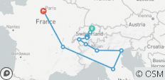Circuit privé à travers la Suisse, l\'Italie et la France - 16 destinations