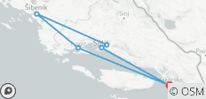 Au départ de Makarska : Circuit de 4 jours en Dalmatie centrale. Les destinations incontournables de la côte adriatique ! Visitez Split, Trogir, Sibenik, Klis et Salona. Sites de l\'UNESCO et villes anciennes. Beaucoup d\'histoire, d\'architecture véni… - 6 destinations