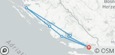 From Makarska: Northern and Central Dalmatia 5-day Tour. Prime Adriatic coastal destinations! Visit Zadar, Sibenik, Split, Trogir, and more! UNESCO sites. Ancient walled cities. Plenty of history, Venetian architecture and scenic views. Fab cuisine! - 7 destinations