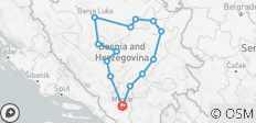 Bosnia 10-day in-depth cultural tour from Mostar. Visit medieval fortresses. Enjoy spectacular mountains, sparkling rivers and breathtaking scenery. Plenty of Ottoman Empire legacy. Lots of culture, history and nature. Exceptional cuisine and wine! - 14 destinations