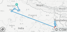 Golden Triangle, Kolkata and Lower Ganges Cruise Delhi → Kolkata (2027) - 13 destinations