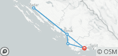 From Trogir: Central Dalmatia 3-day Tour. Prime Adriatic coastal destinations! Visit Zadar and Sibenik. UNESCO sites. Ancient walled cities. Plenty of history, Venetian architecture, and stunning views. Unique wave-powered sea organ. Splendid cuisine - 6 destinations