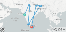 Ontsnapping India, Bhutan, Nepal & Sri Lanka - 68 bestemmingen