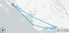 Von Biograd na Moru nach Mitteldalmatien: 4-tägige Tour. Erstklassige Ziele an der Adriaküste! Sibenik, Split, Trogir, Klis, Salona und mehr! UNESCO-Stätten. Antike ummauerte Städte. Viel Geschichte, venezianische Architektur und malerische Aussicht… - 7 Destinationen