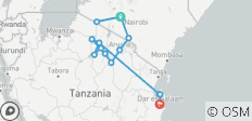 Kenya & Tanzania Safari Expedition with Masai Mara National Reserve & Zanzibar - 19 destinations