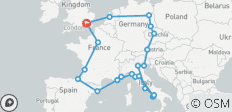 European Quest (Auberges de jeunesse, de l\'été jusqu\'en mars 2027, départ de Londres, formule classique) - 25 destinations